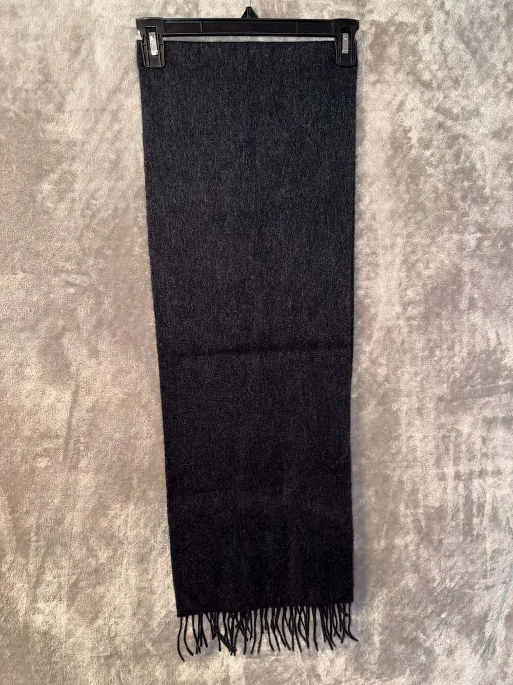 Club Room 100% Cashmere Charcoal Grey Fringed Scarf